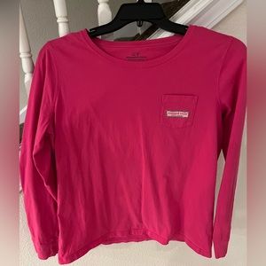 Vineyard Vines Long Sleeve Pink Holiday Light T Shirt Ladies Large